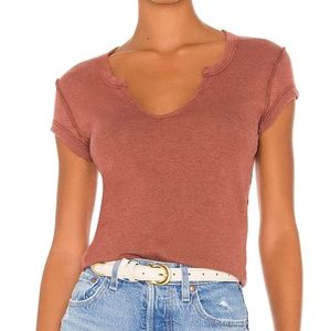 LIKE NEW! FREE PEOPLE "Always Yours" Tee in BURNT RED SIZE SMALL